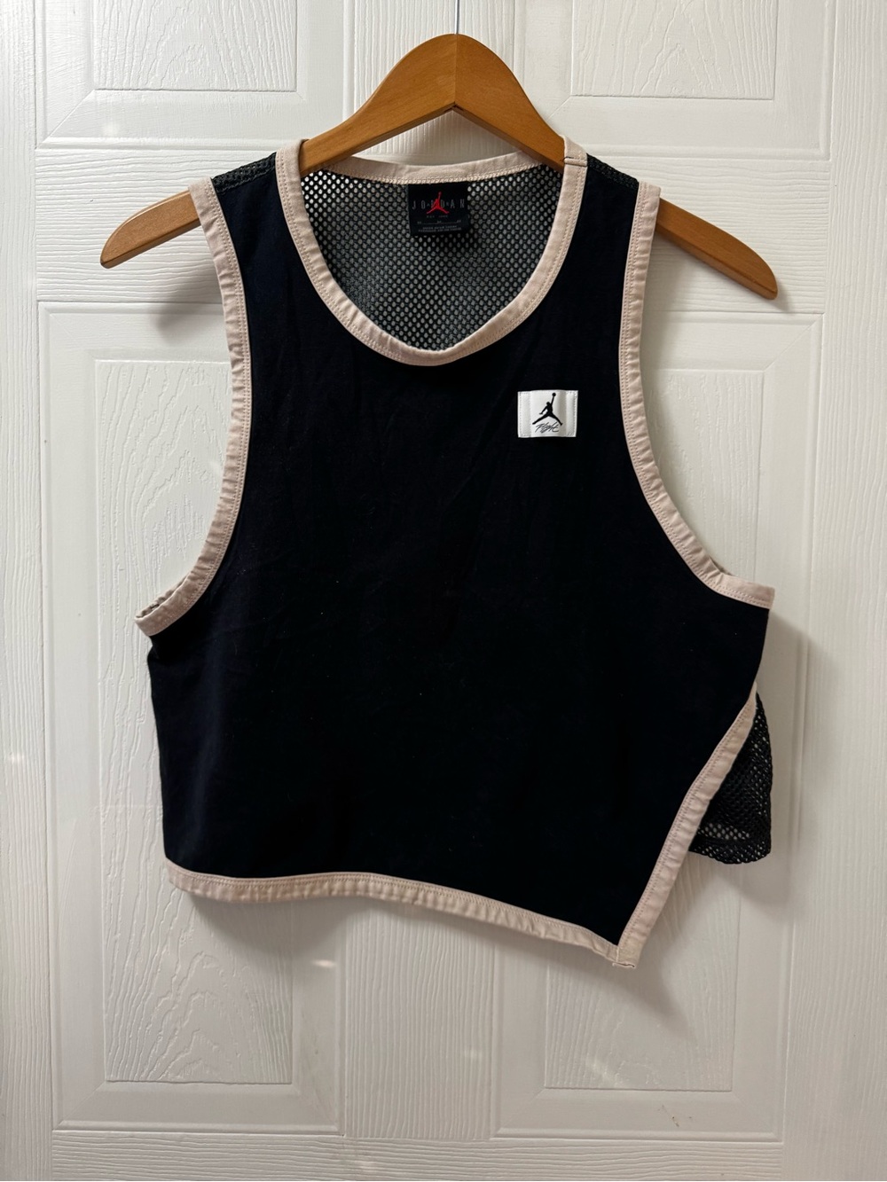 Jordan Black Crop Tank with Cream Trim Accents